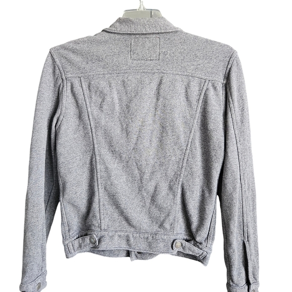Levi's French Terry Sweatshirt Trucker Jacket Snap Front Gray Sz Small - Picture 4 of 12